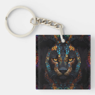 Mosaik Panther Art Schlüsselanhänger
