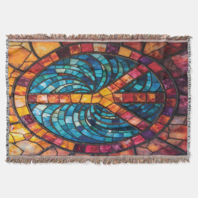 Mosaik Peace Sign Throw Blanket Decke (Vorderseite)