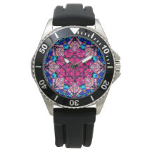 Mosaik Pink Mandala Floral Psychedelic Retro