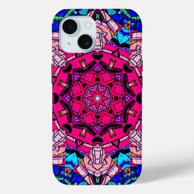 Mosaik Pink Mandala Floral Psychedelic Retro Case-Mate iPhone Hülle (Rückseite)
