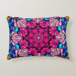 Mosaik Pink Mandala Floral Psychedelic Retro Dekokissen