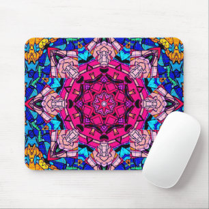 Mosaik Pink Mandala Floral Psychedelic Retro Mousepad