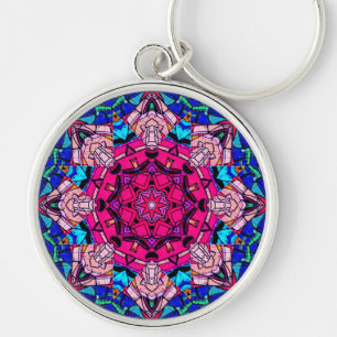 Mosaik Pink Mandala Floral Psychedelic Retro Schlüsselanhänger