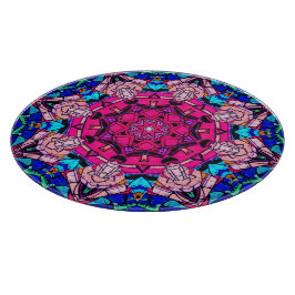 Mosaik Pink Mandala Floral Psychedelic Retro Schneidebrett