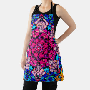 Mosaik Pink Mandala Floral Psychedelic Retro Schürze