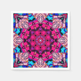 Mosaik Pink Mandala Floral Psychedelic Retro Serviette
