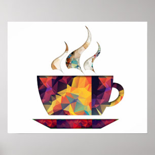 Mosaik Polygon Orange Cup of Cocoa or Coffee Poster
