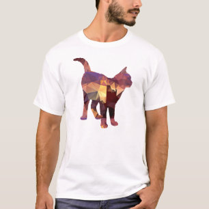 Mosaik-Polygon-stehende Kaliko-Katze Brown u. TAN T-Shirt