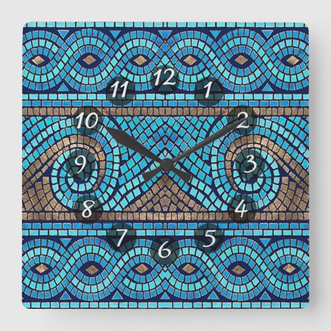 Mosaik Quadratische Wanduhr (Vorderseite)