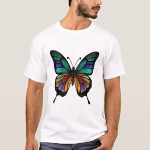 Mosaik-Schmetterling In Regenbogenfarben T-Shirt