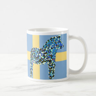 Mosaik schwedisches blaues Dala Pferd Tasse