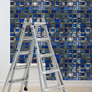 Mosaik Silberblaue Fliesen Muster Peel Stick Tapete