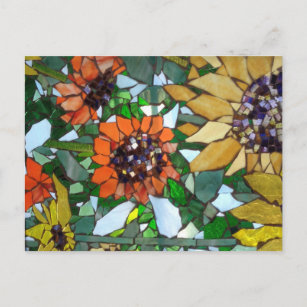 Mosaik Sonnenblume Postkarte von Willowcatdesigns