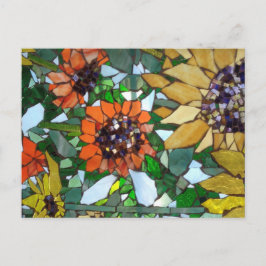 Mosaik Sonnenblume Postkarte von Willowcatdesigns
