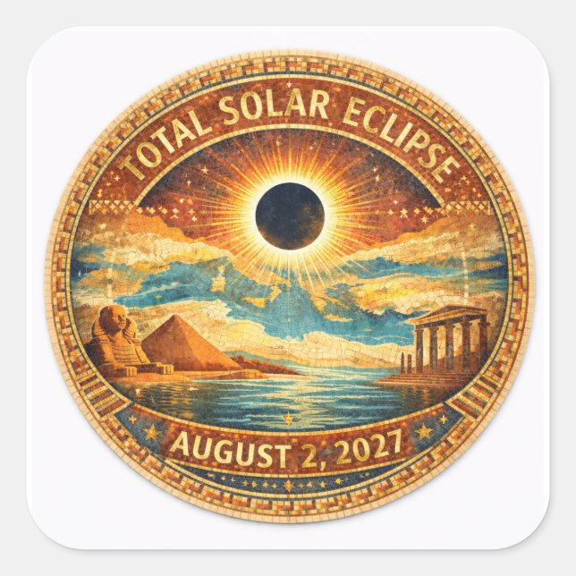Mosaik-Stil 2027 Eclipse Quadratischer Aufkleber (Vorderseite)