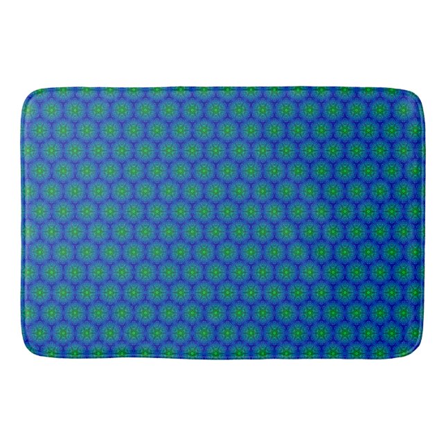 Mosaik Tile Blue und Green Bath Mat Badematte (Vorderseite)