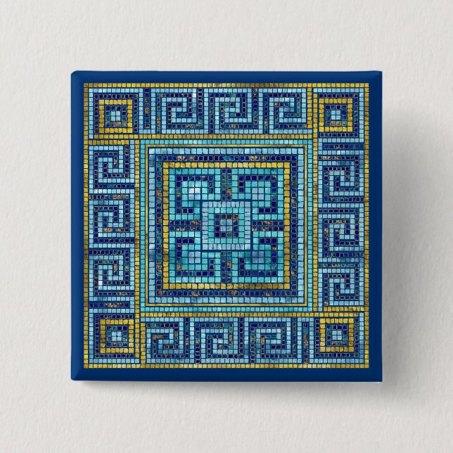 Mosaik Tile Greek Meander Key Button (Vorderseite)