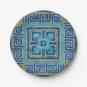 Mosaik Tile Greek Meander Key Pappteller