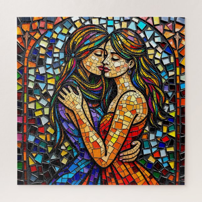 Mosaik Tile Style Ai Art Romantische Stilrichtung Puzzle (Vertikal)