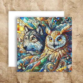 Mosaik Tile Wolf und Owl