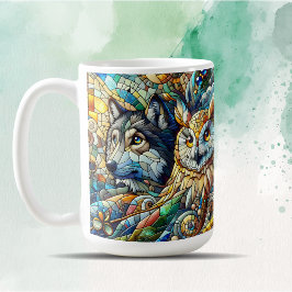 Mosaik Tile Wolf und Owl Kaffeetasse