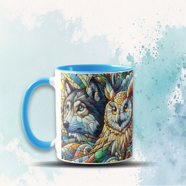 Mosaik Tile Wolf und Owl Tasse (Von Creator hochgeladen)
