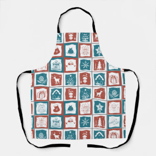 Mosaik Tiled Advent Weihnachts Grün Muster Schürze