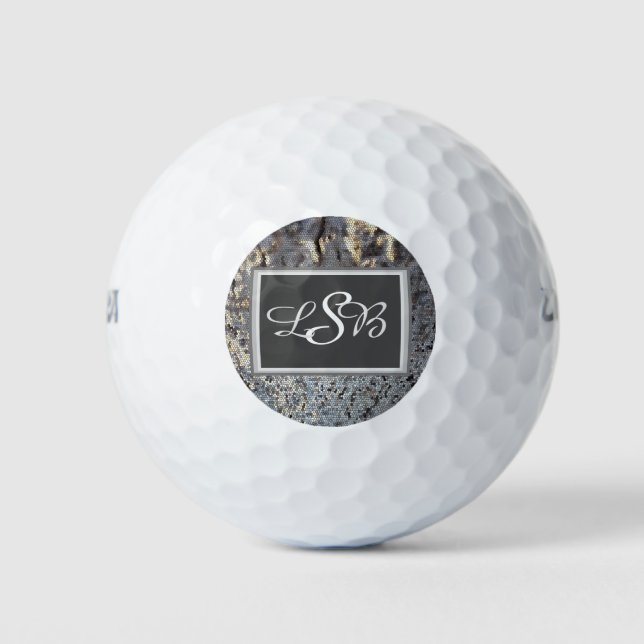 Mosaik Tiles Snakeskin Muster Elegantes Monogramm Golfball (Vorderseite)