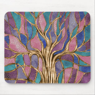 Mosaik Tree - Purples and Gold Mousepad