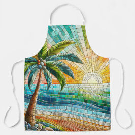 Mosaik Tropical Beach Sunset Palm Tree Schürze