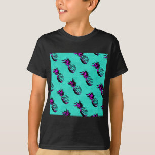 Mosaik-Türkisblau-Ananasmuster T-Shirt