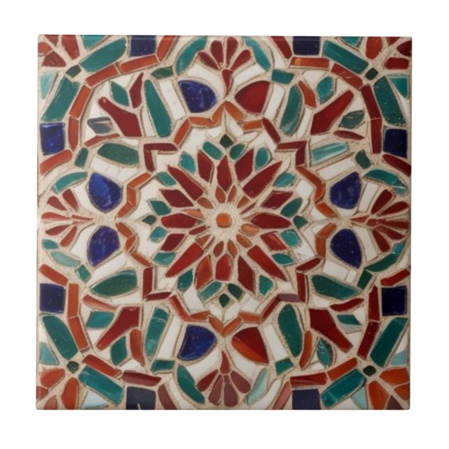 Mosaik Vintag grün dekoriert Fliese (Vorderseite)