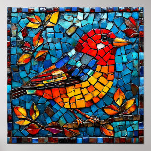 🐦 Mosaik-Vogel Moderne Natur Kunst Druck Geschenk Poster