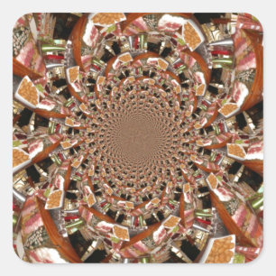 Mosaik von Sushi Brown Colors Quadratischer Aufkleber