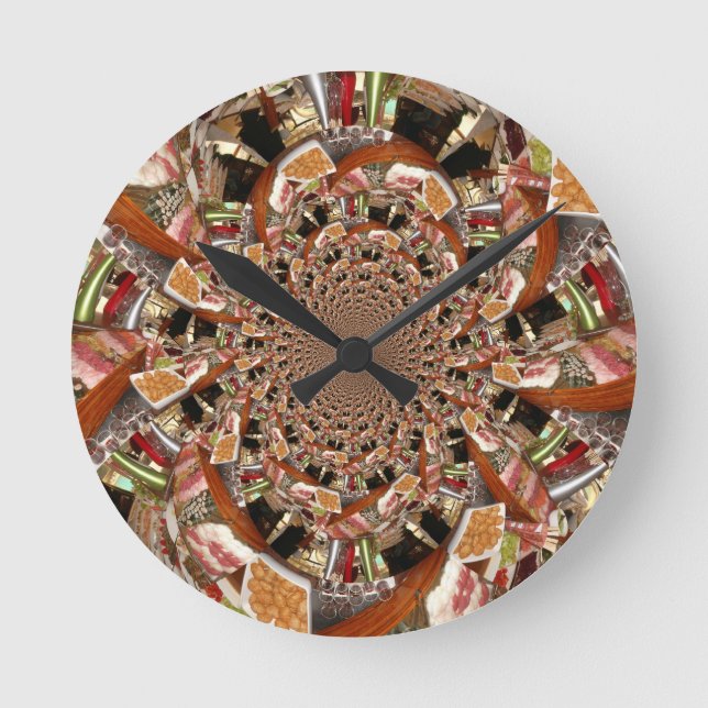 Mosaik von Sushi Brown Colors Runde Wanduhr (Vorderseite)