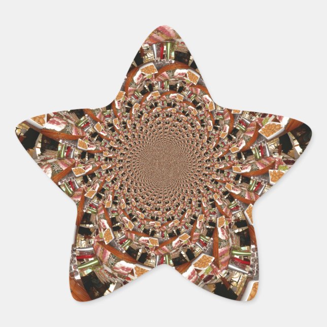 Mosaik von Sushi Brown Colors Stern-Aufkleber (Vorderseite)