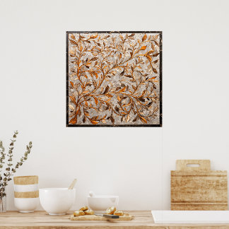 Mosaik Wandkunst mit Blätter Poster