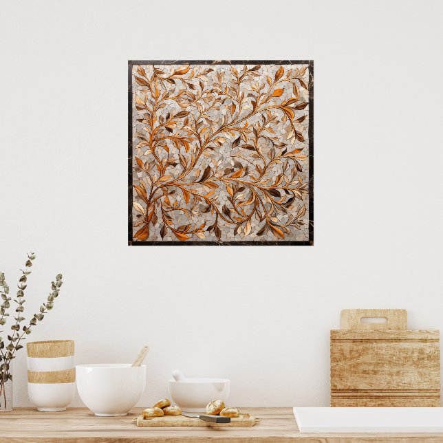 Mosaik Wandkunst mit Blätter Poster (Küche)