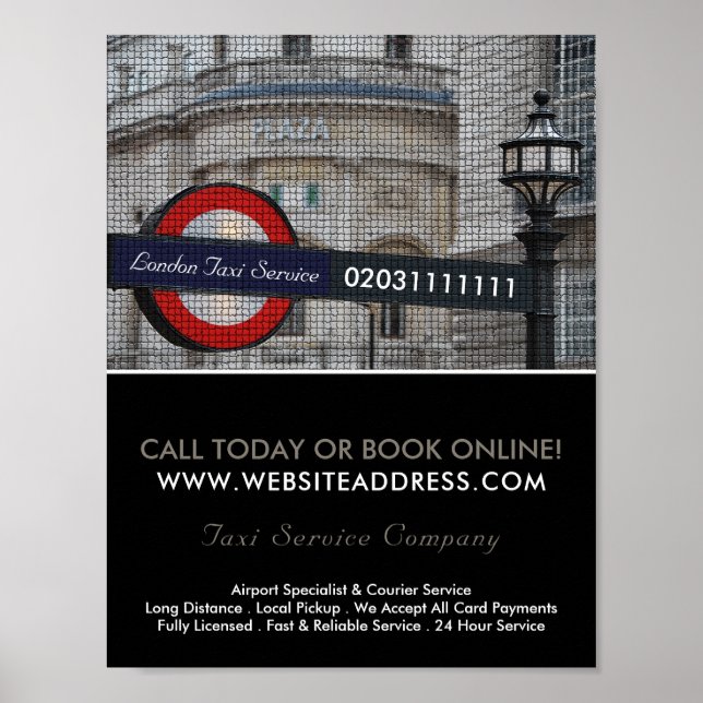 Mosaik-Wirkung in London City Taxi Zeichenwerbung Poster (Vorne)
