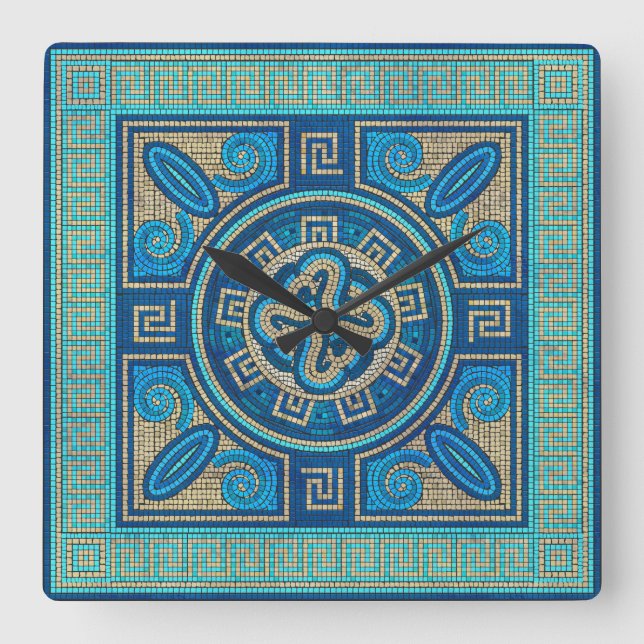 Mosaikaner Tile Quadratische Wanduhr (Vorderseite)