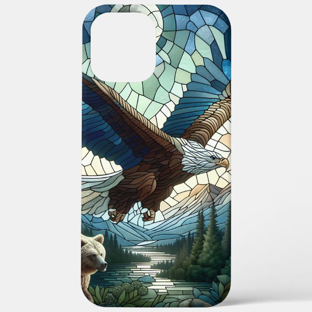 Mosaikbär und Adler im Gebirge Case-Mate iPhone Hülle (Rückseite)