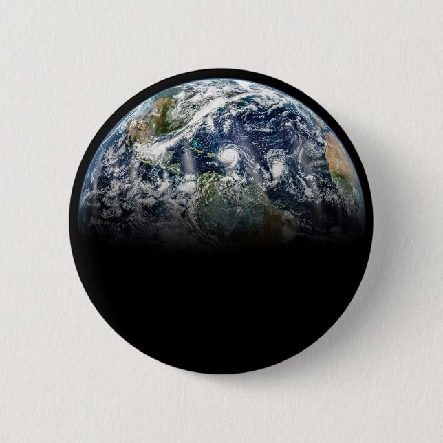 Mosaikbild des Planeten Erde mit 3 Hurrikanen Button (Vorderseite)