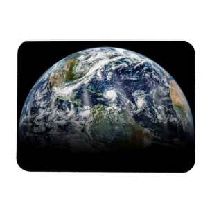 Mosaikbild des Planeten Erde mit 3 Hurrikanen Magnet