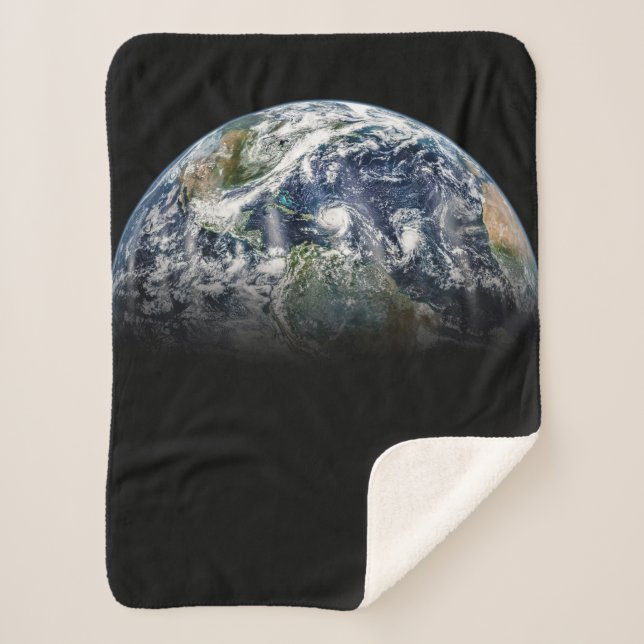Mosaikbild des Planeten Erde mit 3 Hurrikanen Sherpadecke (Vorderseite)