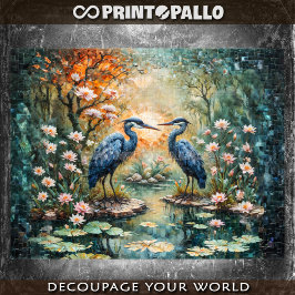 Mosaikbild von 2 blauen Helden im Sumpf Seidenpapier