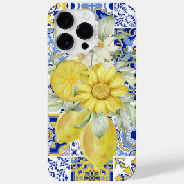Mosaikblüten in Blau und Gelb Case-Mate iPhone 14 Pro Max Hülle