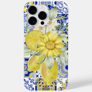 Mosaikblüten in Blau und Gelb Case-Mate iPhone 14 Pro Max Hülle