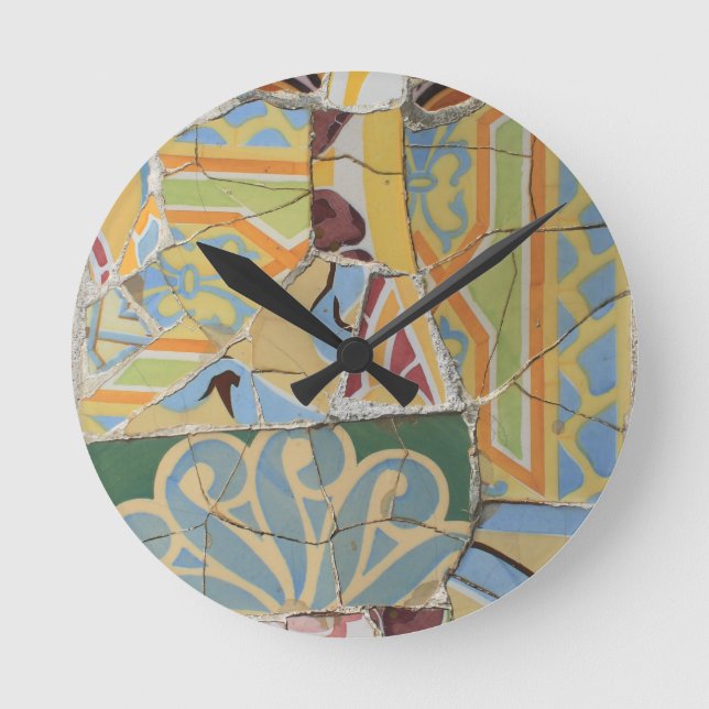 Mosaikdekoration Runde Wanduhr (Vorderseite)