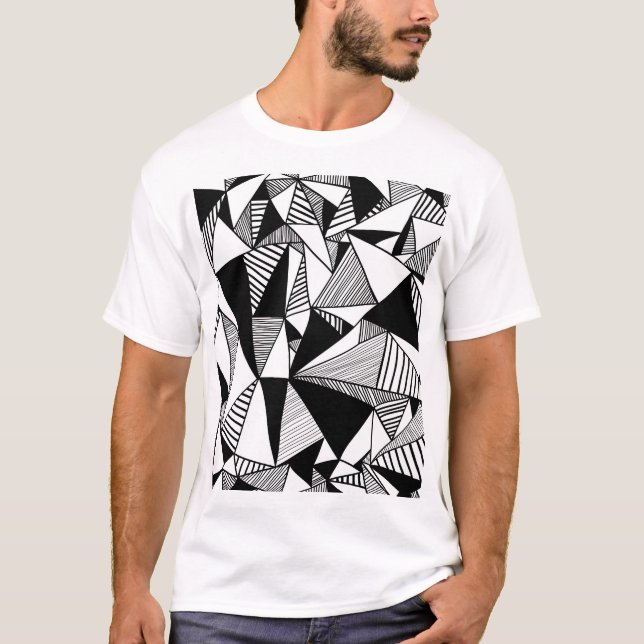 Mosaikdreiecke, Schwarz-weiße Textur. T-Shirt (Vorderseite)