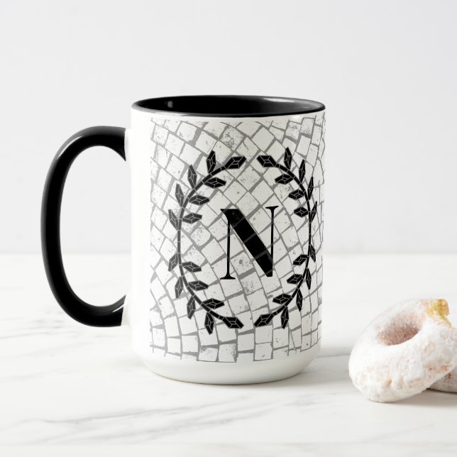 Mosaikdruck-Monogramm Tasse (Mit Donut)